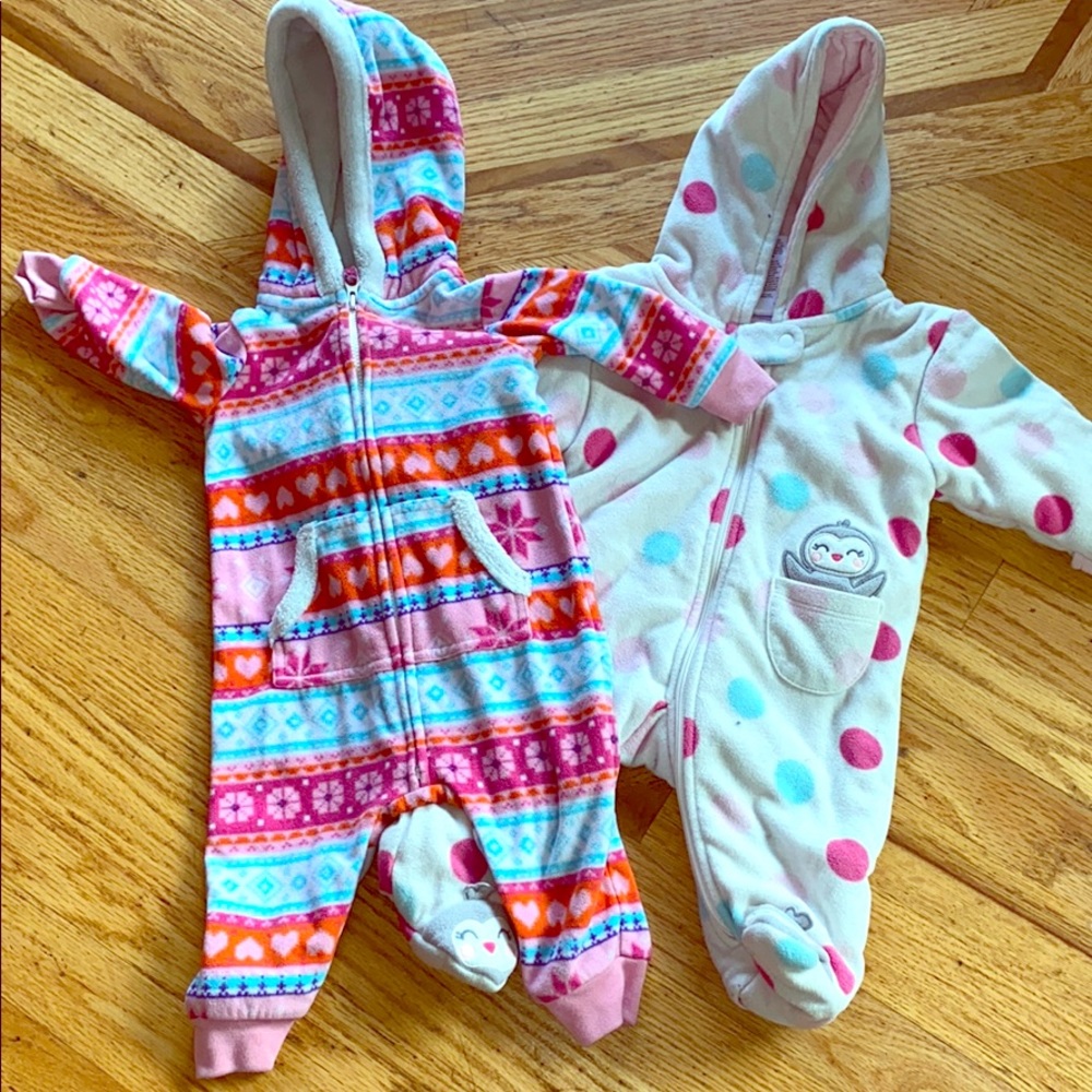 2 for $20 baby girl warm fuzzy bodysuits 3/6mos
